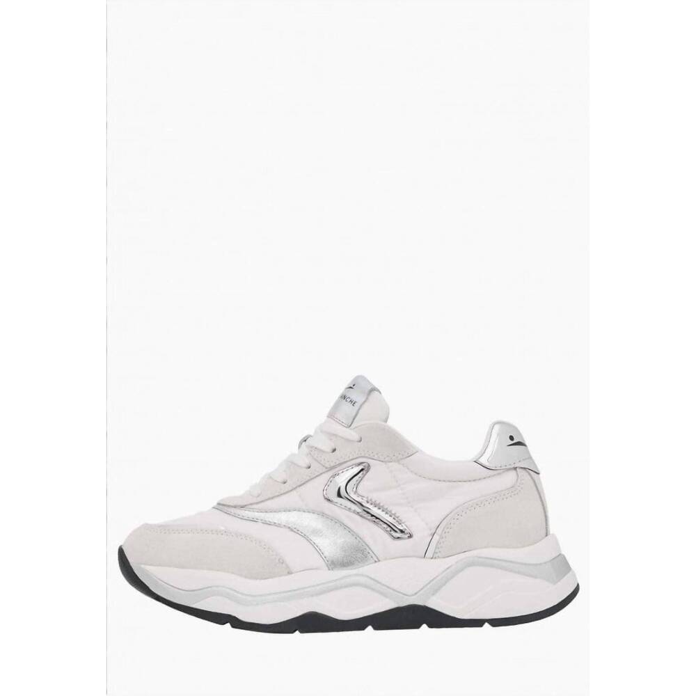 NEW VOILE BLANCHE women's club 108 fabric sneakers in white silver